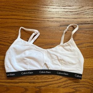 NWOT White Calvin Klein Women's Logo Stretch Cut-Out Bralette